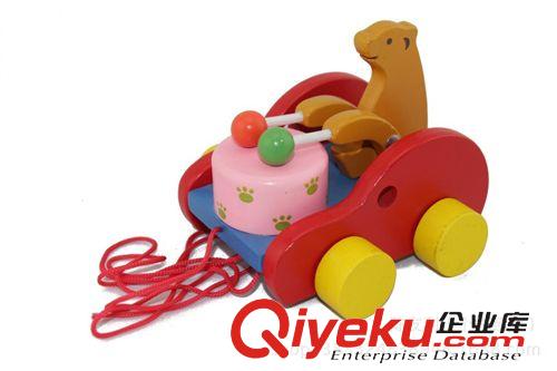 嬰幼兒玩具 創(chuàng)意新品玩具 小號小熊敲/打鼓 木制早教益智兒童拖拉車 地攤熱賣原始圖片2
