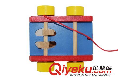 嬰幼兒玩具 創(chuàng)意新品玩具 小號小熊敲/打鼓 木制早教益智兒童拖拉車 地攤熱賣原始圖片3