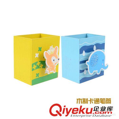可愛文具 日韓創意兒童木制 卡通筆筒 可愛工藝辦公相框收納盒 帶便簽夾子原始圖片2
