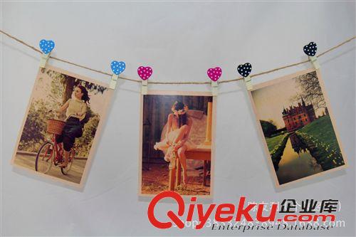 可愛(ài)文具 【廠家直銷】日韓創(chuàng)意家居 愛(ài)心夾子  多功能夾子 12個(gè)一包配麻繩原始圖片3