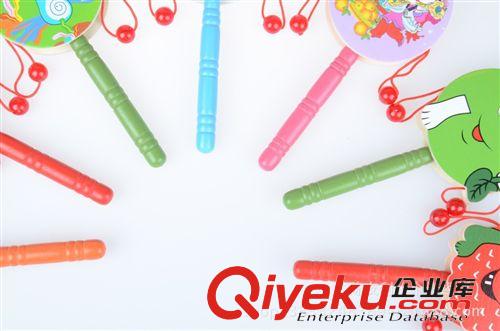 幼兒樂(lè)器 廠銷(xiāo)熱賣(mài)新款嬰兒、寶寶傳統(tǒng)益智木制玩具 卡通薄款撥浪鼓/搖搖鼓原始圖片3
