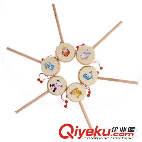 幼兒樂器 廠家直銷中號彩印木制撥浪鼓 兒童/寶寶玩具 地攤熱銷80后玩具原始圖片2