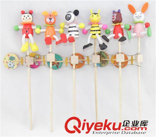 幼兒樂器 tj熱賣爆款木制玩具木頭人搖搖鼓 卡通木偶手搖鼓 地攤廟會熱賣