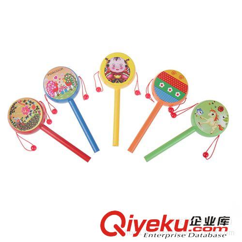 幼兒樂器 卡通厚撥浪鼓 雙面手搖鼓傳統寶寶波浪鼓 經典兒童玩具手搖鼓益智