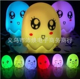小夜燈 七彩蛋殼小人燈 可愛蛋人燈 七彩迷人蛋殼小夜燈 新款變色小夜燈原始圖片2