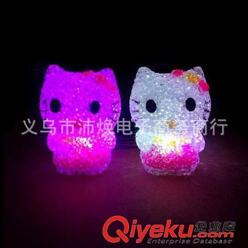 小夜燈 七彩水晶KT貓小夜燈 米粒小夜燈地攤熱賣貨源批發(fā)原始圖片2