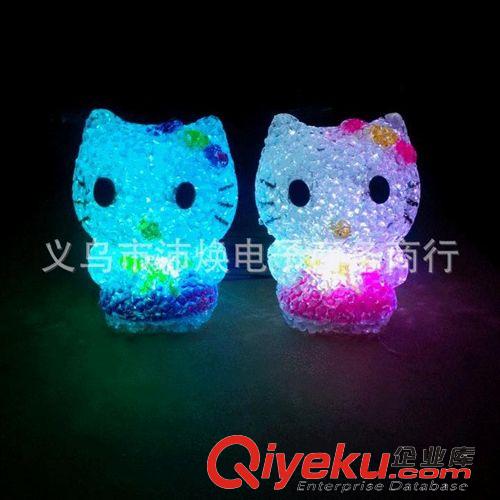 小夜燈 七彩水晶KT貓小夜燈 米粒小夜燈地攤熱賣貨源批發(fā)原始圖片3