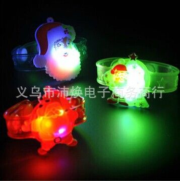 發光手表帶 手鐲 圣誕節發光手鐲 閃光圣誕老人軟膠手腕帶節日道具兒童裝飾品批發