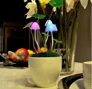 插電夜燈 夢幻蘑菇光控燈 插電光控小夜燈 壁燈 感應小夜燈地攤批發