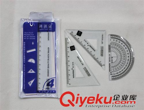 辦公學習日常文具區 1919套尺 學生繪圖套尺 考試必備四件套 三角板 量角器批發原始圖片2