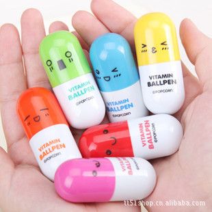 創意家居用品 韓國文具批發 可愛表情藥丸筆 藥丸膠囊筆 創意卡通伸縮筆