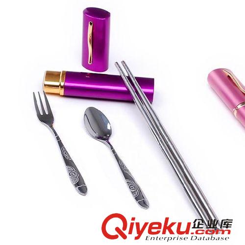 創(chuàng)意家居用品 出門必備便攜式環(huán)保不銹鋼餐具三件套 筷子勺刀叉原始圖片2