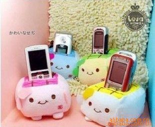 辦公休閑 創意家居用品可愛柔軟豆腐手機座/手機套