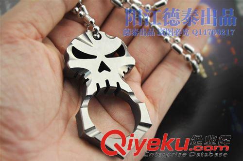 EDC多功能工具 不銹鋼骷髏頭防衛指環 掛飾項鏈背包飾品戶外防衛工具 狂派原始圖片3