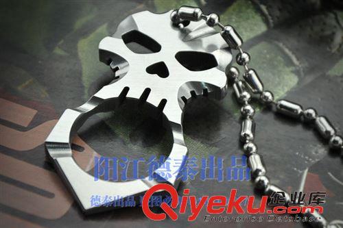 EDC多功能工具 不銹鋼骷髏頭防衛(wèi)指環(huán) 掛飾項(xiàng)鏈玩酷飾品戶外EDC工具 野派原始圖片2