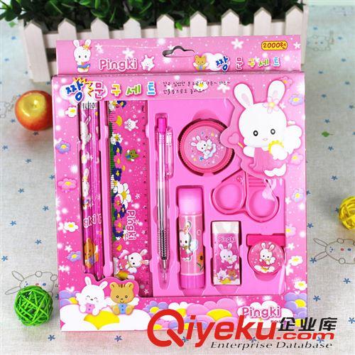套裝禮盒 韓版文具 可愛兔子藍色粉色 tj批發(fā) 學生生日禮品 套裝禮盒120g原始圖片3