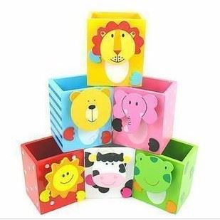 學習必備 K104 文具批發韓國創意094 -1 可愛動物木質筆筒 獎品批發100g原始圖片2