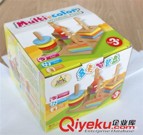 積木類/疊疊樂/ 形狀組合顏色手協(xié)調(diào)能力訓(xùn)練櫸木5柱套柱積木拆裝玩具原始圖片2