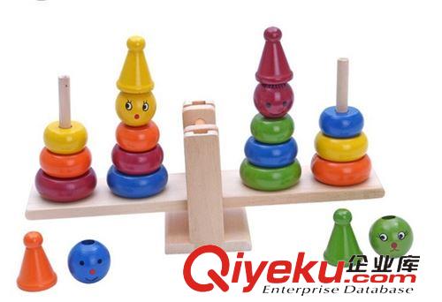 積木類/疊疊樂/ 廠家直批小丑不倒翁玩具彩虹套塔套圈積木玩具幼兒童木制環(huán)保玩具