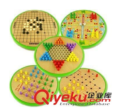 磁性釣魚/益智棋類/迷宮游戲 兒童玩具 五合一木質(zhì)制飛行棋五子棋親子桌面游戲 寶寶益智力跳棋