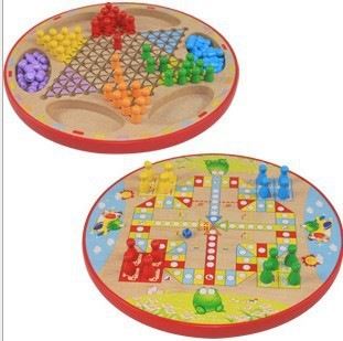 磁性釣魚/益智棋類/迷宮游戲 gd多功能棋 雙面棋飛行棋蛇棋 木制兒童桌面休閑游戲棋趣味玩具