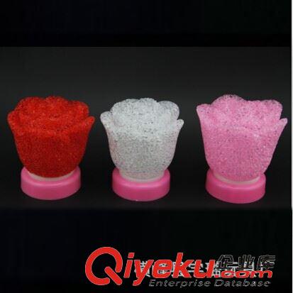 diy 創(chuàng)意禮品 地?cái)偀豳u 大號(hào)水晶七彩玫瑰花拍拍燈 玫瑰小夜燈 七夕情人節(jié)禮品原始圖片3