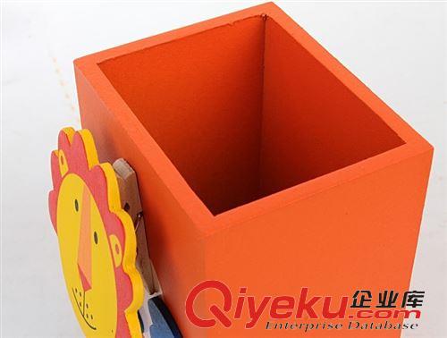 文具 廠家直銷 6款卡通動物木質筆筒帶名片夾子 創意文具小學生{za}原始圖片2