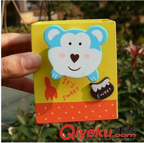 文具 創(chuàng)意文具 廠家直銷(xiāo) 6款卡通動(dòng)物木質(zhì)筆筒帶便簽夾 六一兒童tj原始圖片3