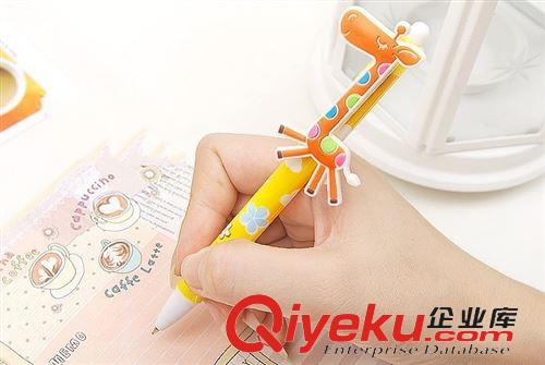 文具 韓國文具批發 可愛卡通長頸鹿圓珠筆 4色混 小學生用品 薄利多銷原始圖片2