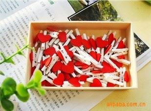 其他地攤小物件 日韓居家用品 地攤熱賣 木制紅色愛心夾子批發(fā)長尾夾100個1包裝原始圖片3