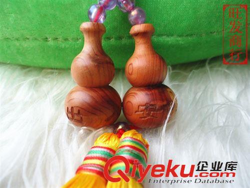 掛件飾品 廠家供應柏香木雙葫蘆車掛 出入平安車掛 直徑20mm 自然香味原始圖片3