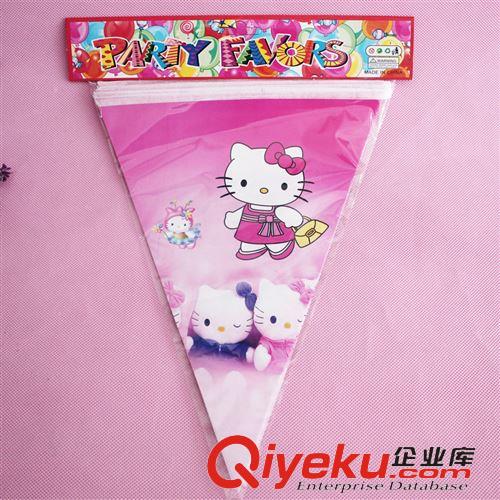 生日派對用品 義烏批fk通三角旗 維尼熊 迪士尼公主 Hello kitty貓雙面紙旗