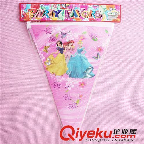 生日派對用品 義烏批fk通三角旗 維尼熊 迪士尼公主 Hello kitty貓雙面紙旗