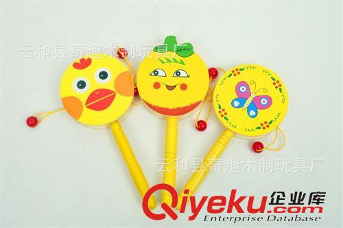 2015年新品 熱賣新款彩色木制拔浪鼓 動物水果撥浪鼓響鼓 嬰兒傳統益智撥浪鼓原始圖片2