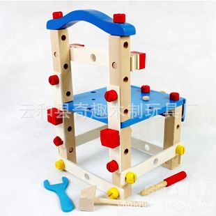 拼裝玩具系列 木制玩具批發 多功能組裝工具椅  過家家玩具 仿真家具組裝玩具原始圖片2