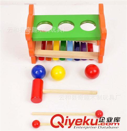 敲擊.擊打系列 多功能木制益智玩具幼教動手敲打鋼片琴二合一音樂敲球打球臺原始圖片2