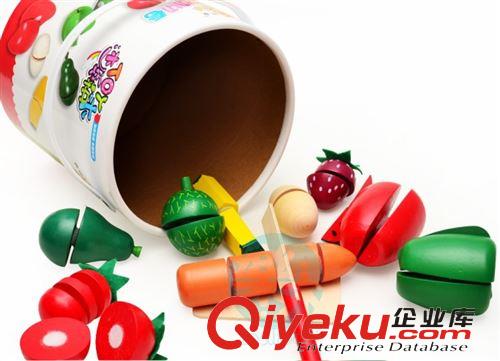 兒童過家家 凱燁木制桶裝水果切切看 QQ-3210 益智動手玩具過家家玩具批發(fā)原始圖片2