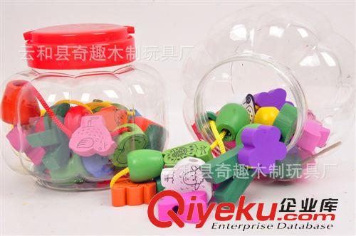 串珠、繞珠 小額混批 木制益智玩具 南瓜桶裝串珠 數字字母 動物串珠 串串樂原始圖片2