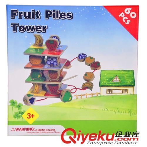 串珠、繞珠 木制玩具 平衡層層疊 穿繩水果疊疊樂(lè) fruit game 串珠堆塔游戲原始圖片3