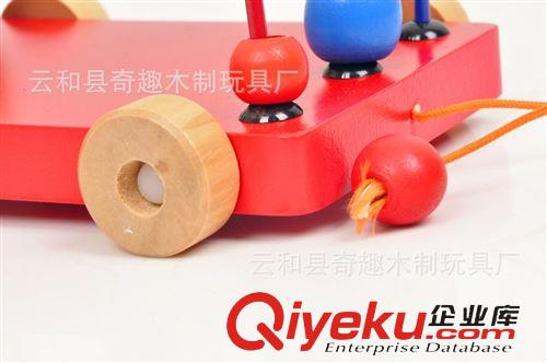串珠、繞珠 卡通智力全家歡拖車?yán)@珠 兒童早教益智木制玩具 木質(zhì)串珠繞珠車原始圖片3