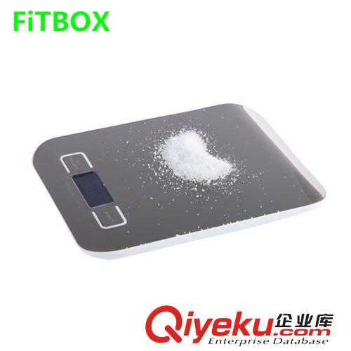 体重秤 厨房称 FITBOXzp 高精度去皮电子称批发 时尚精准带时钟厨房秤烘培秤