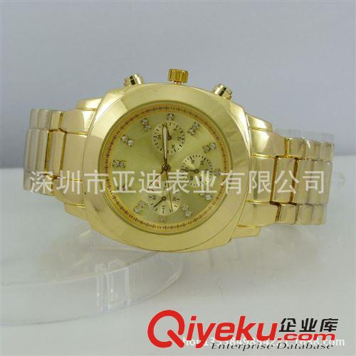 OEM外貿(mào)手表 日內(nèi)瓦genevagd時尚男士鑲鉆鋼帶商務(wù)休閑石英手表 外貿(mào)熱銷
