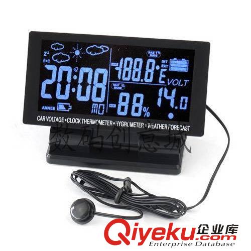 溫濕度計 四合一汽車電子溫度計 車載溫濕度計 車用電壓計電子時鐘