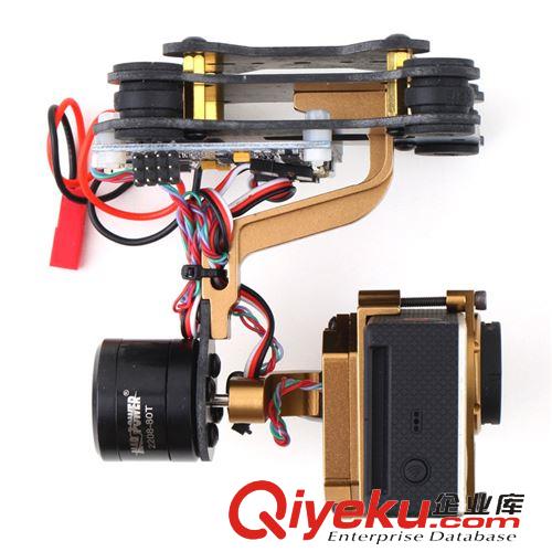 航拍云臺系列 航拍FPV GOPRO3無刷碳纖云臺 超飛越 狗3云臺 免調試云臺（金色）原始圖片2