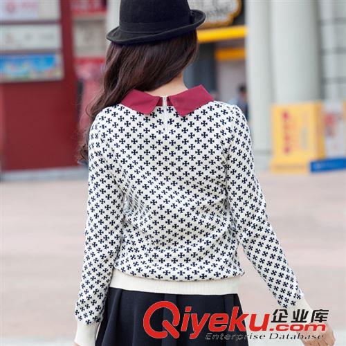 針織衫 韓版新款女式毛衣 翻領(lǐng)長(zhǎng)袖打底針織衫 十字套頭寬松舒適百搭上衣原始圖片3