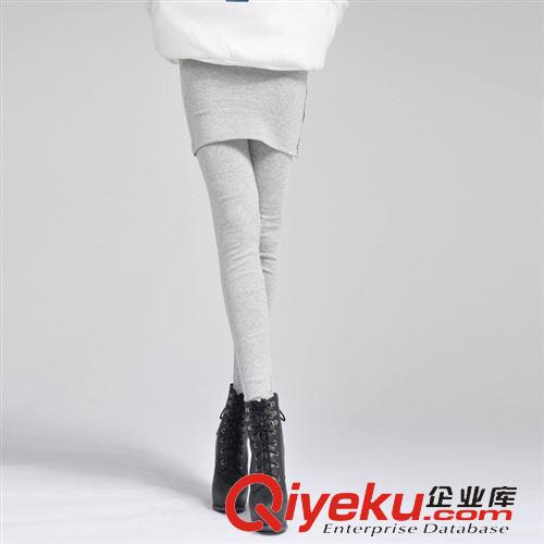 打底褲 冬季新款韓版女士打底褲 修身保暖側(cè)拉鏈包臀假兩件打底裙褲批發(fā)原始圖片3