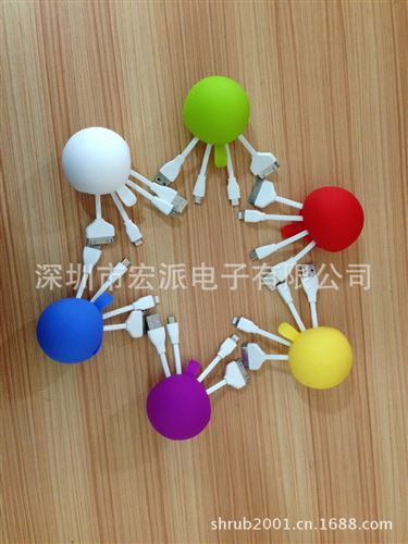 多功能硅膠數(shù)據(jù)線（四接頭，五接頭） 2015新款兔子硅膠多功能數(shù)據(jù)線廠家直銷專利產(chǎn)品