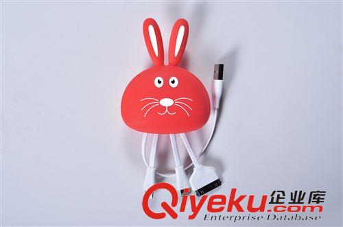 多功能硅膠數(shù)據(jù)線（四接頭，五接頭） 2015新款兔子硅膠多功能數(shù)據(jù)線廠家直銷專利產(chǎn)品原始圖片3