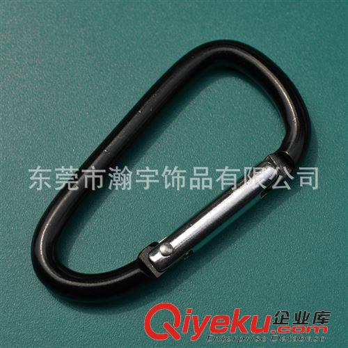 長期現(xiàn)貨庫存產(chǎn)品 現(xiàn)貨供應(yīng)5號(hào)D型黑色爬山扣 鋁合金多功能登山扣  外貿(mào)掛扣