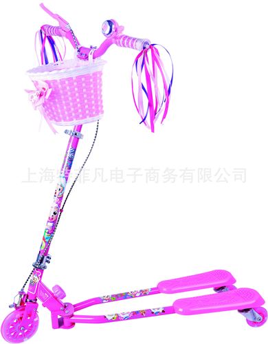 滑板車/蛙式滑板車 喜羊羊三輪蛙式滑板車 帶籃子耐磨PU閃光輪兒童腳踏板車YY-271原始圖片2